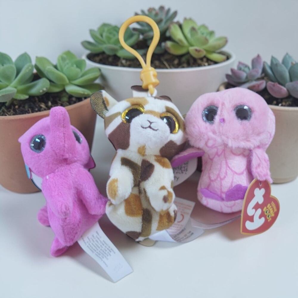 TY Beanie Boos Plush Lot of 3 – Peanut, Spellie & Sissy – Big Eye Collectibles